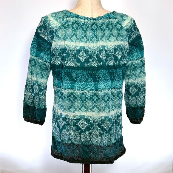 LizWear XL Teal Peasant Top with Drawstring - Picture 5 of 9